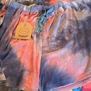 Kori Women's Athletic Tie-Dye Shorts - Blue and Pink